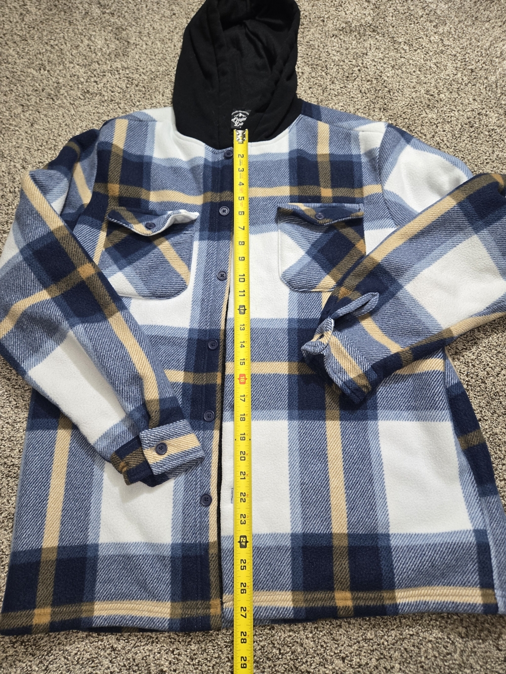 Original Deluxe Supply Unisex Navy & Cream Plaid Hooded Jacket